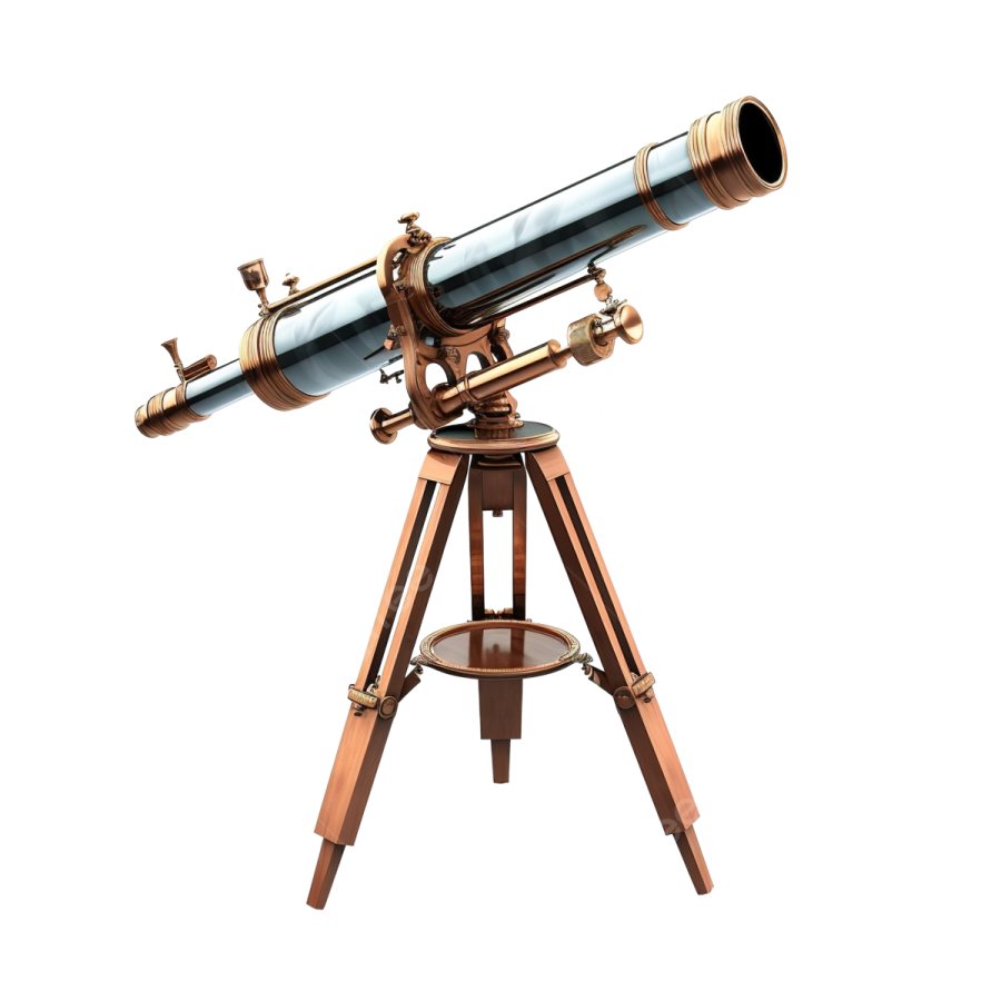 an old telescope on a wooden stand