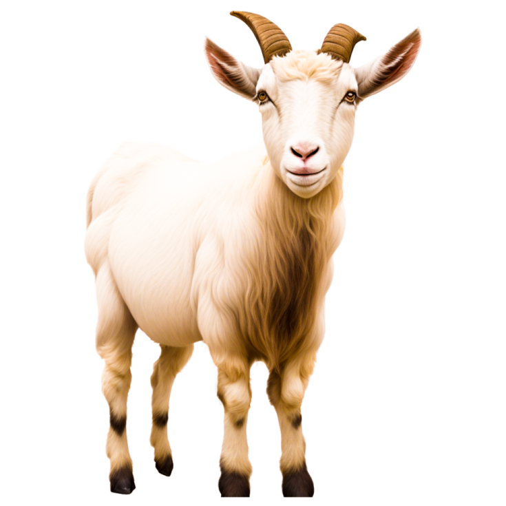 a goat is standing on a white background