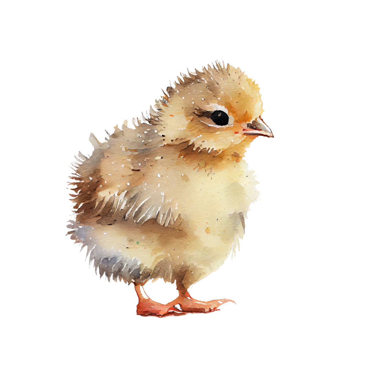 a watercolor painting of a baby chicken