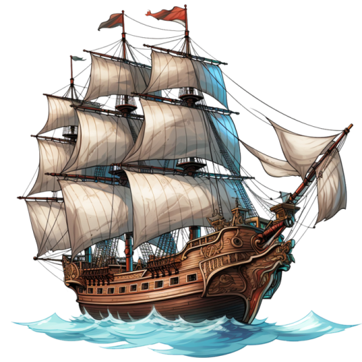 a pirate ship in the ocean