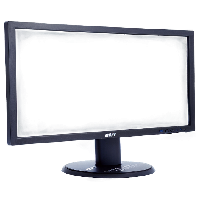 a computer monitor on a white background
