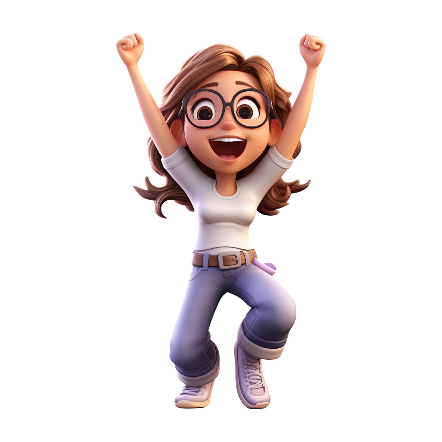 a cartoon character with glasses and a white shirt
