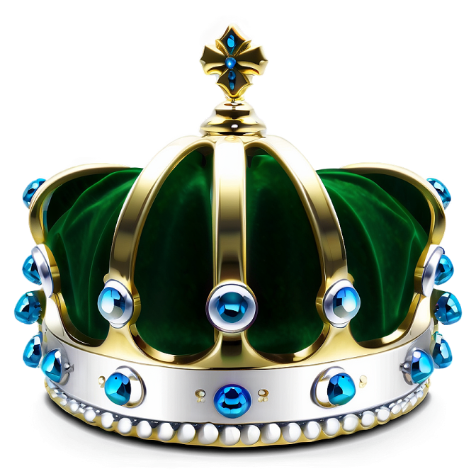 a green and gold crown with blue gems