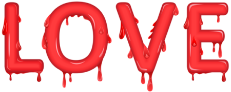 the word love is dripping in red paint