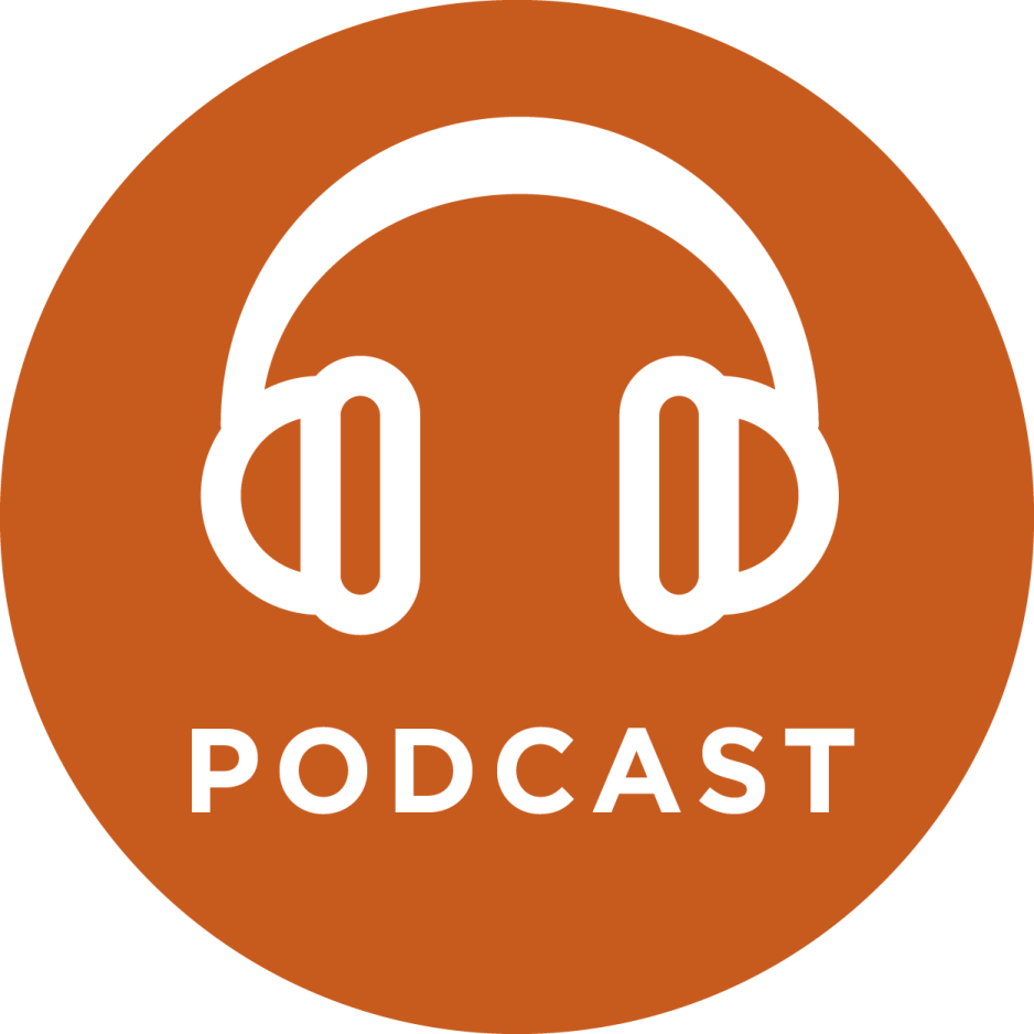the podcast podcast logo with headphones