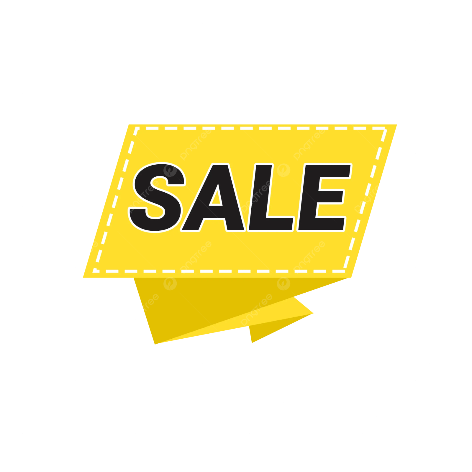 a yellow sale tag with the word sale on it