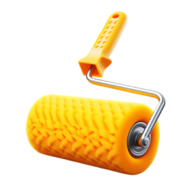 a yellow roller with a metal handle on it