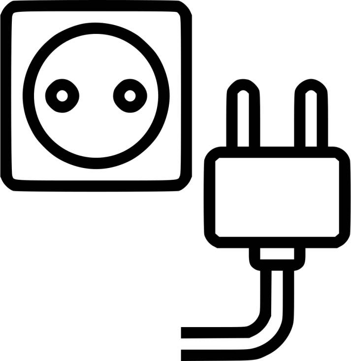 a black and white icon of an electrical outlet