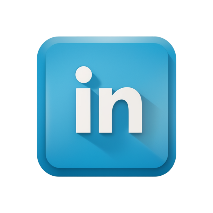 a blue icon with the word linked