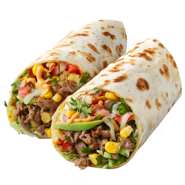 two burrs filled with meat and vegetables