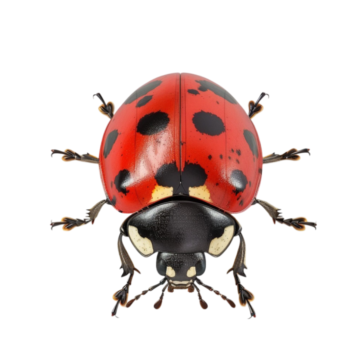 a ladybird beetle on a white background