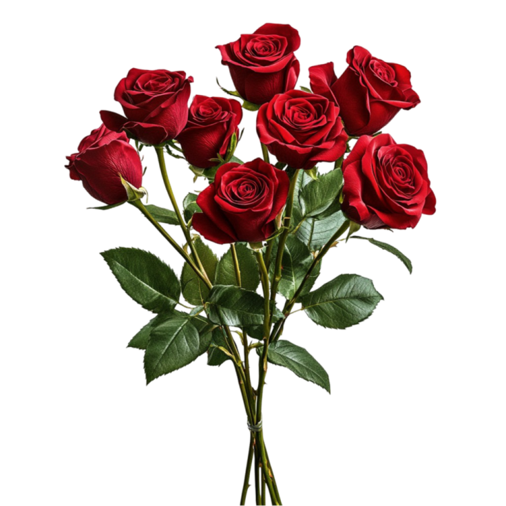 a bunch of red roses on a white background