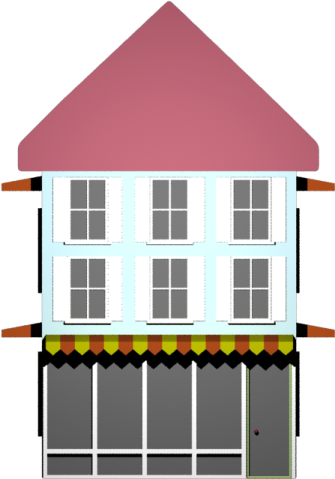 an image of a house with a pink roof