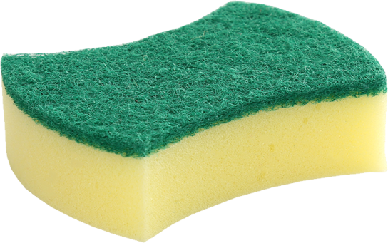a green sponge on a white background