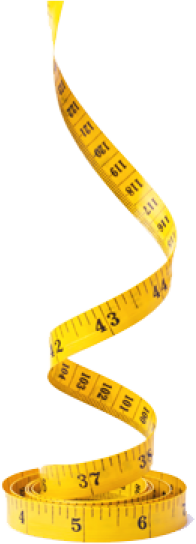 a yellow measuring tape with a white background