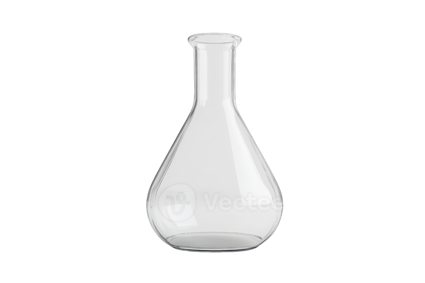 a glass flask with a white background