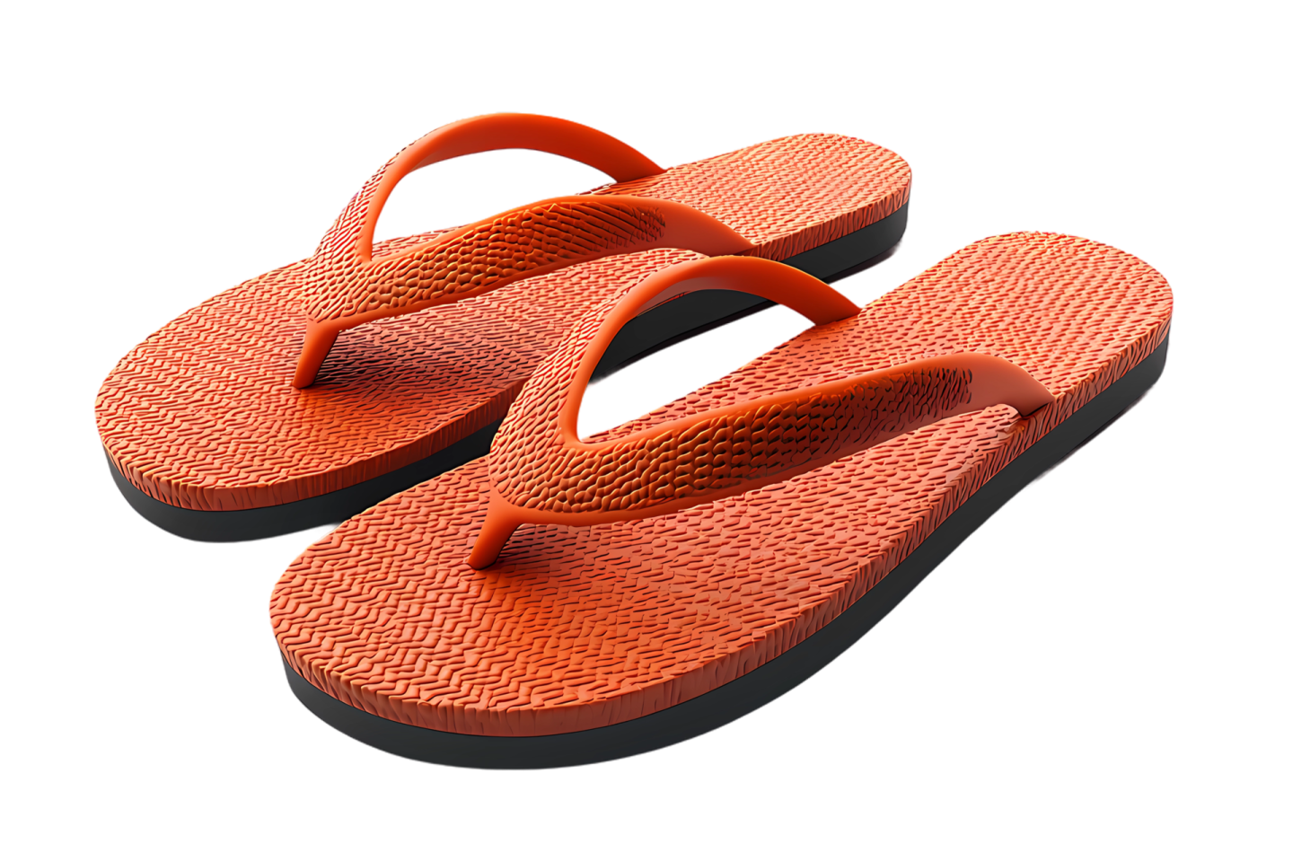 a pair of orange flip flops