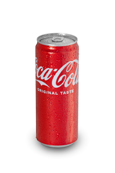 a can of coca cola with water droplets