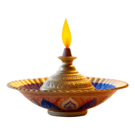 a small oil lamp on a white background