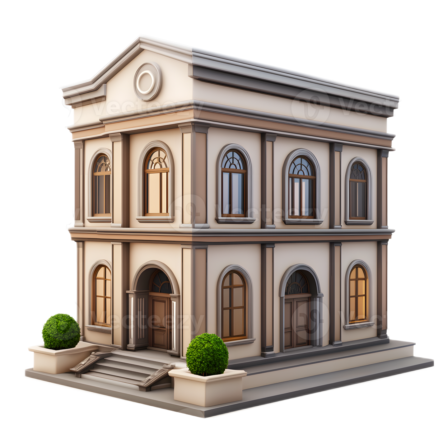 a 3d model of a two story house