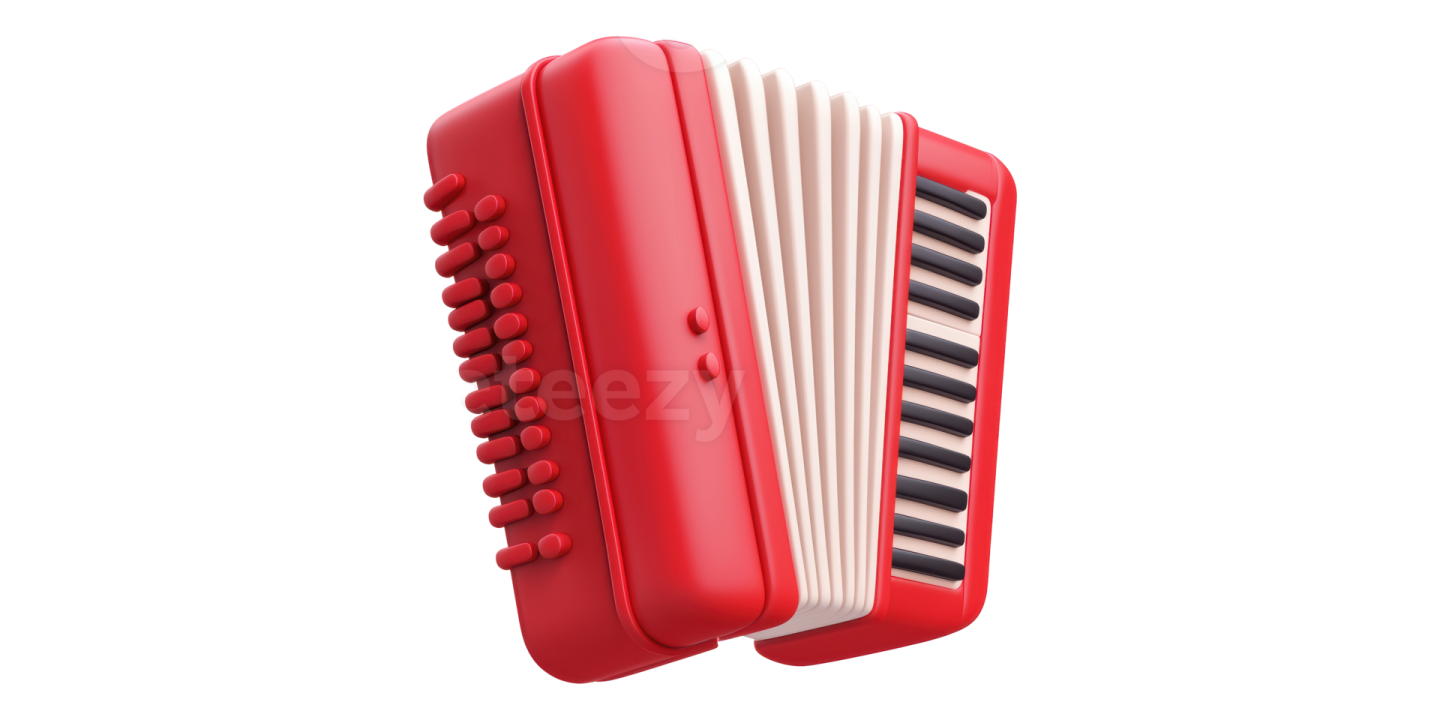 a red accordion on a white background
