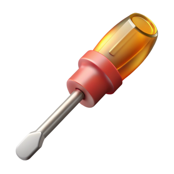an orange and yellow screw with a white background