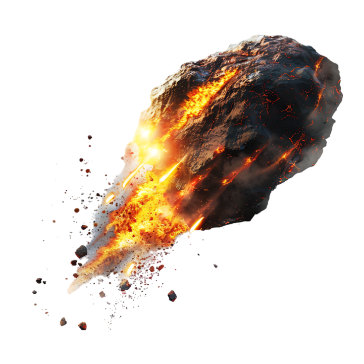 a large rock with fire coming from it