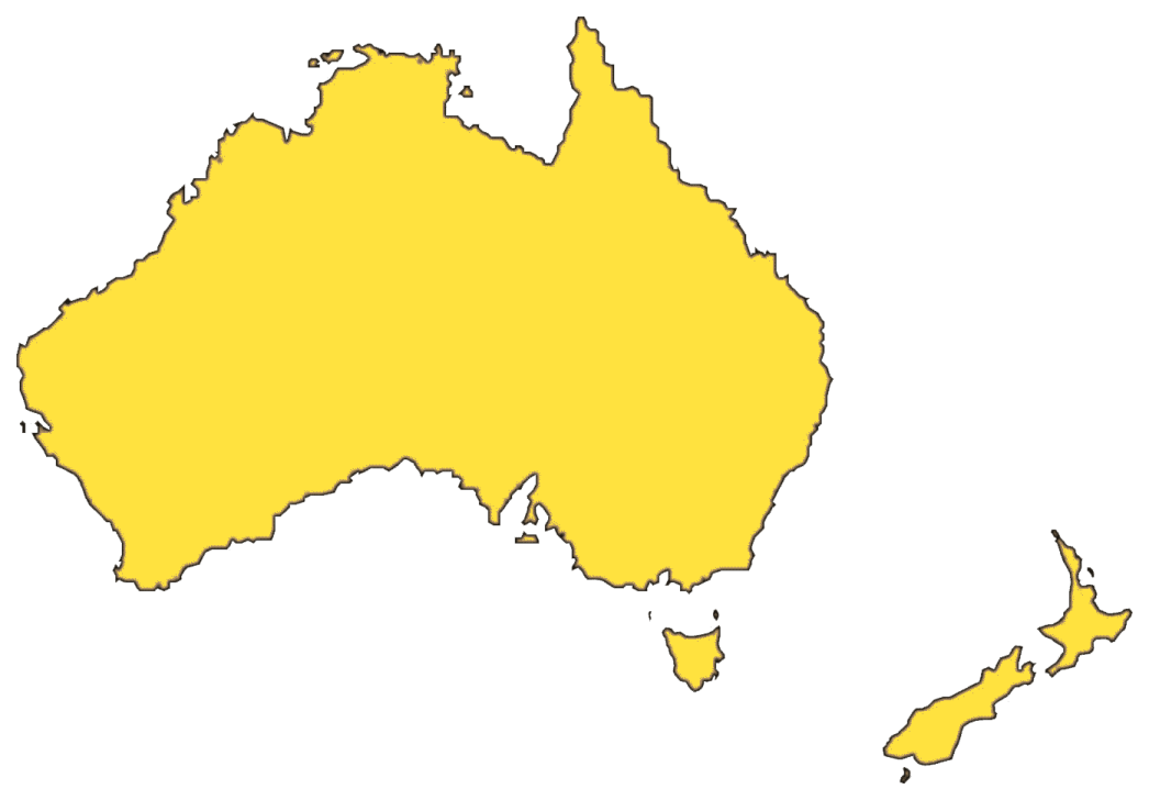 a yellow map of australia