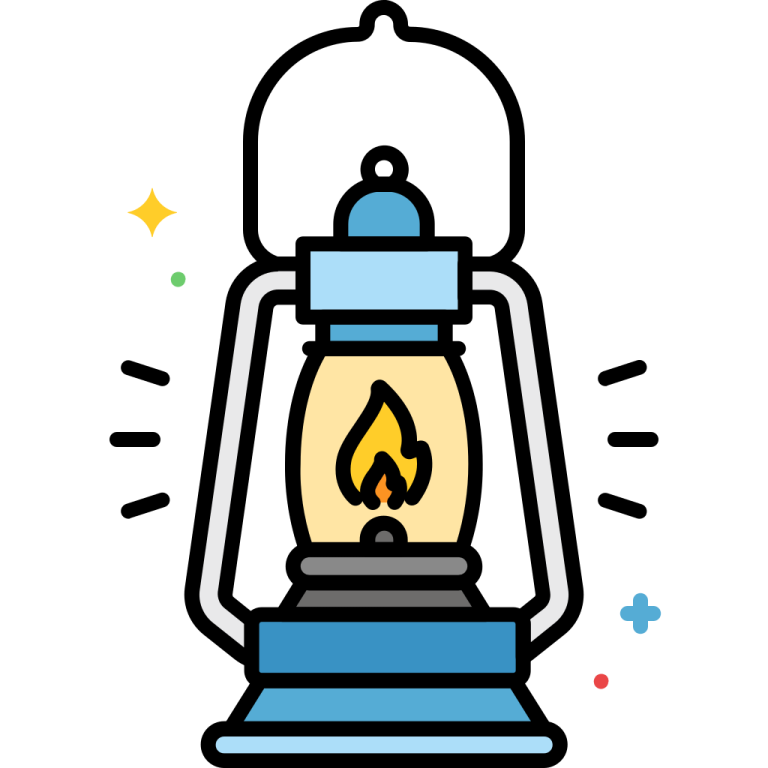 an illustration of a lantern with a fire inside