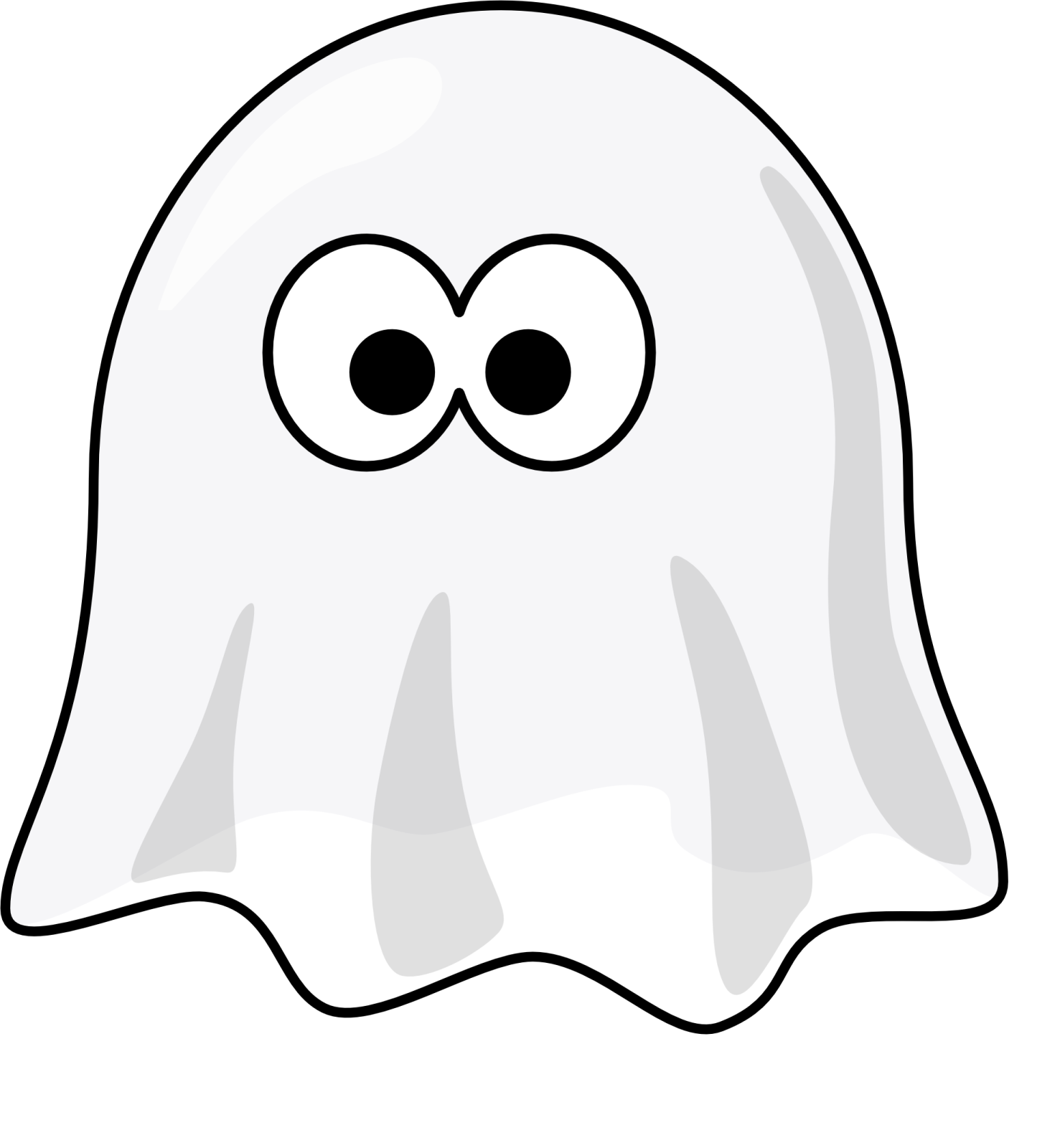 a white ghost with black eyes