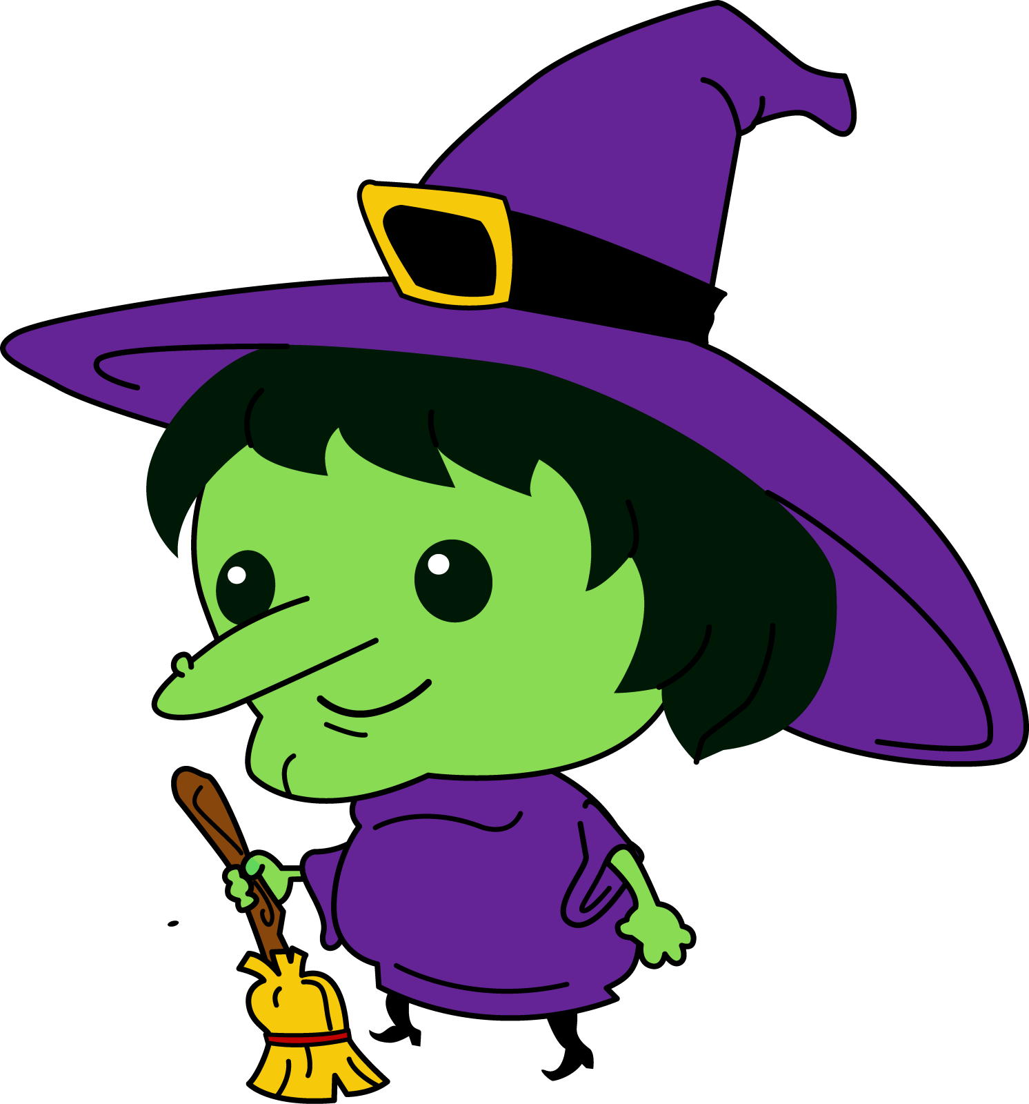 a witch with a broom in her hand