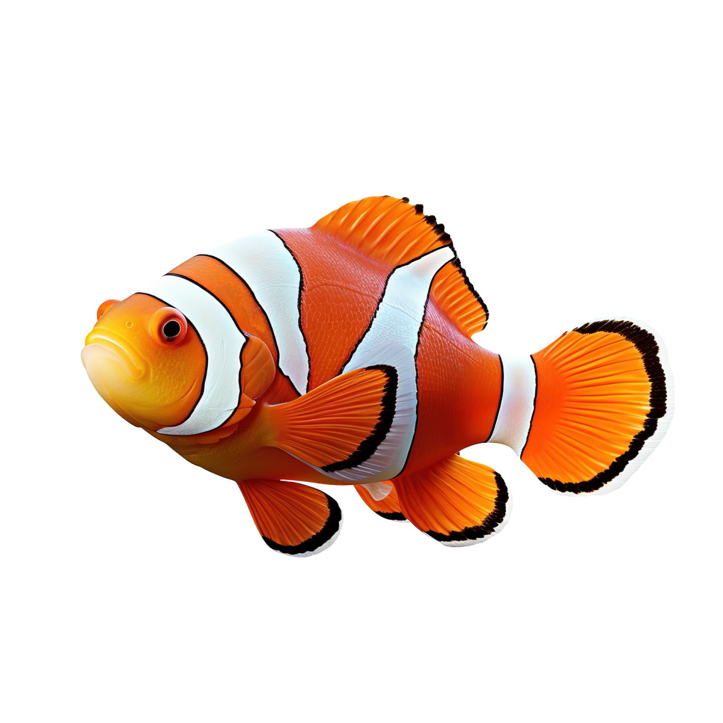 an orange clown fish on a white background