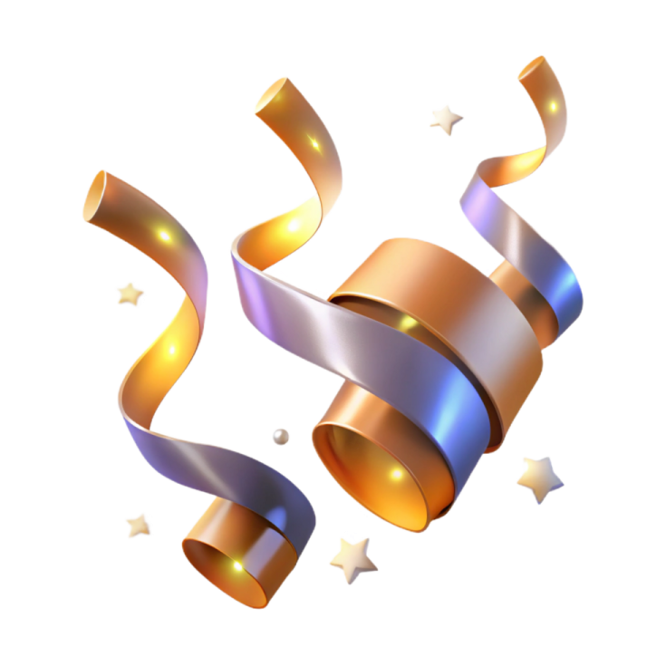 gold and silver ribbons