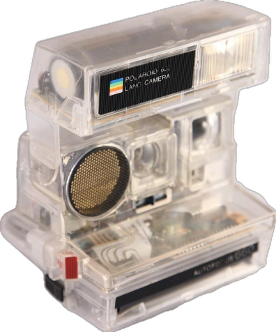 a clear plastic case with a camera inside