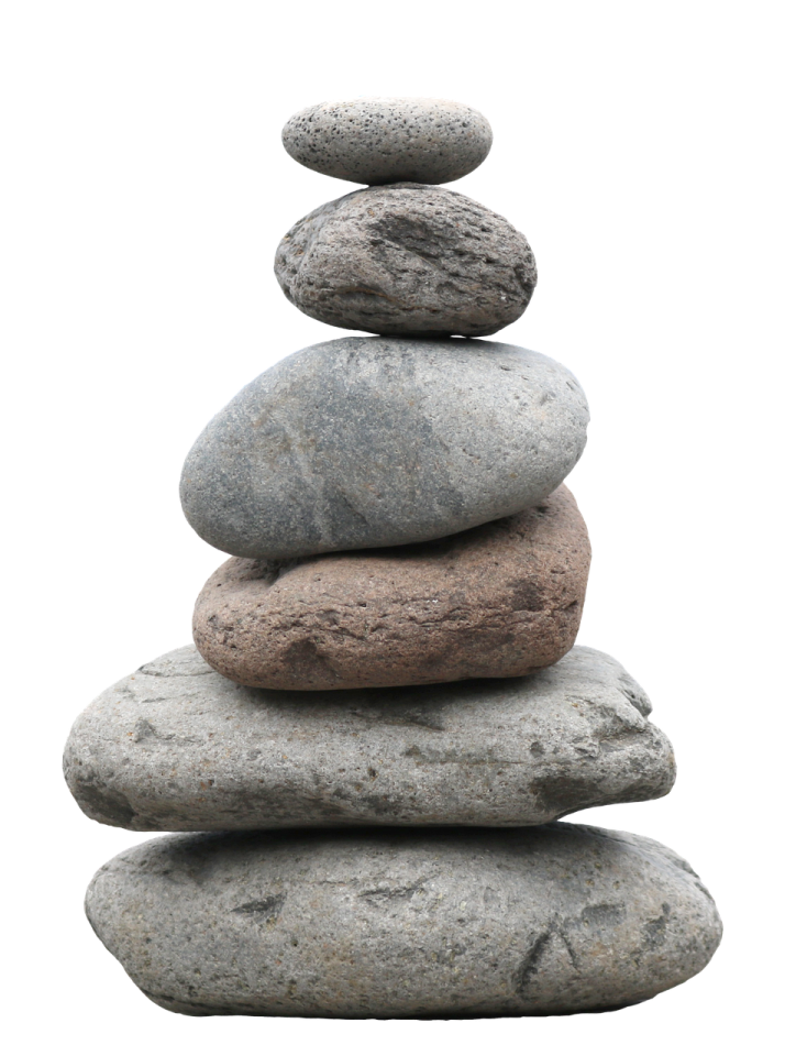 a stack of rocks on a white background