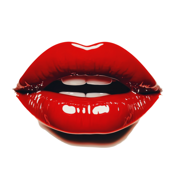 a woman's mouth with red lipstick on it