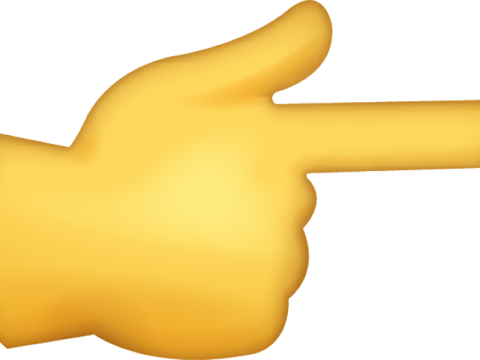 a yellow hand pointing towards the viewer