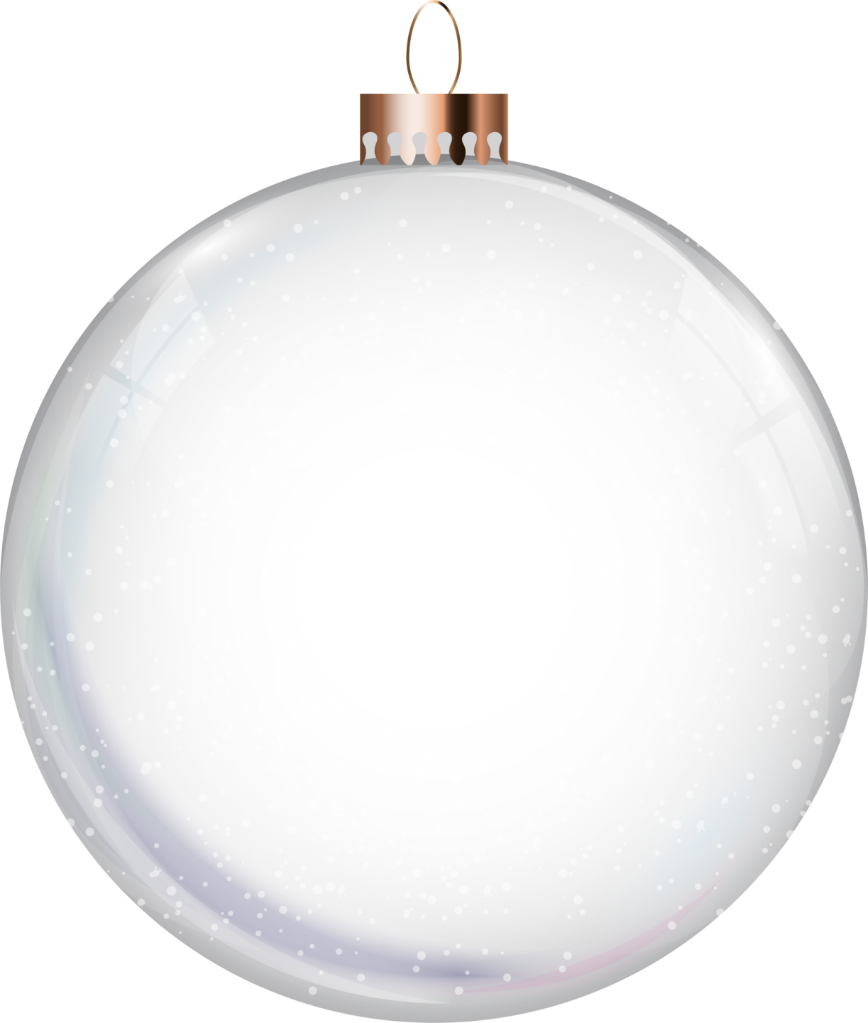 a glass christmas orname with snow on it