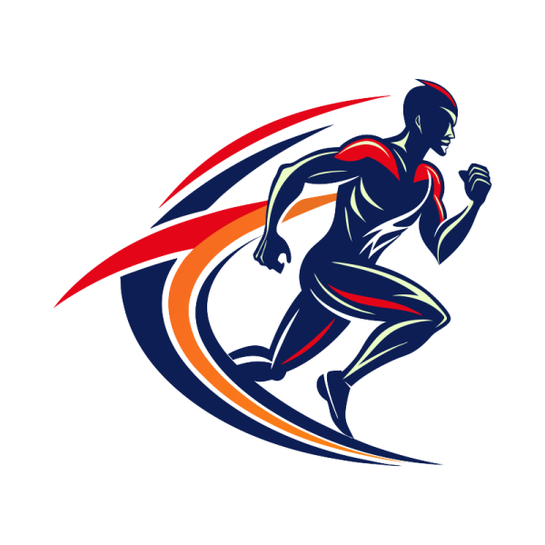 illustration of a running man viewed from side on isolated background done in retro style