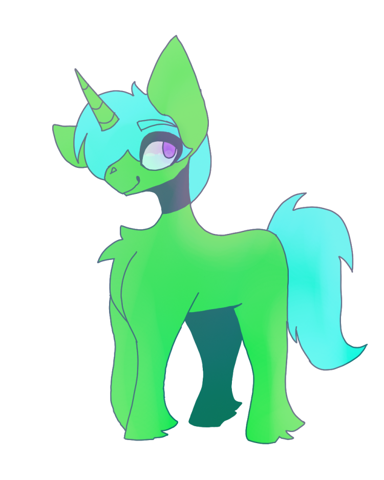 a drawing of a pony with green hair
