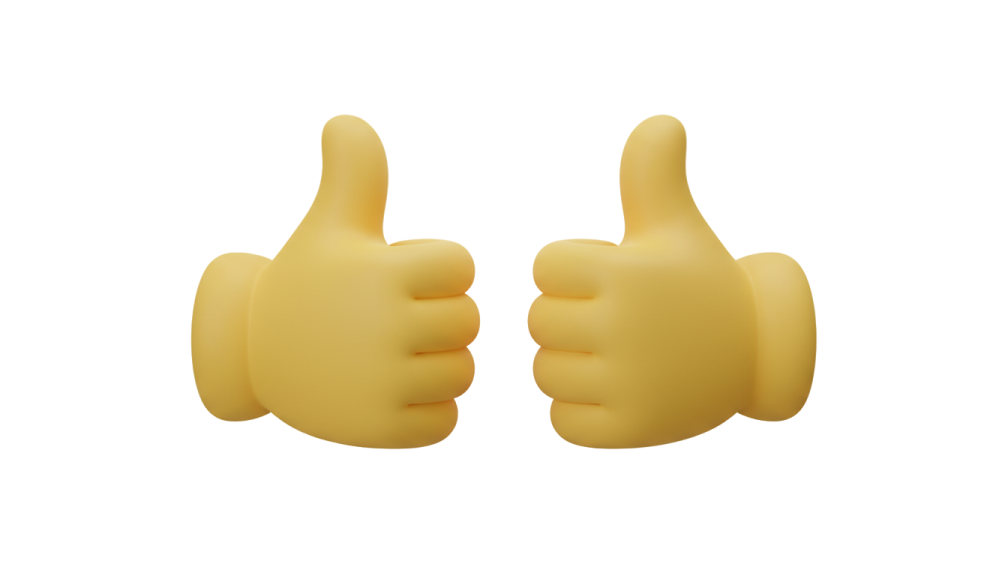 a pair of thumbs on a white background