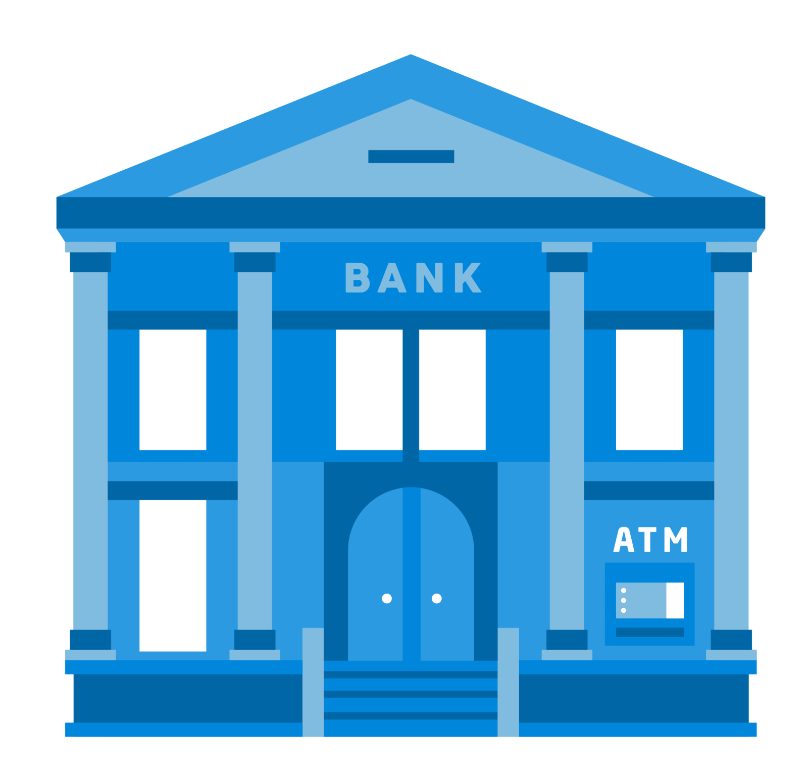 a bank building with the word bank on it