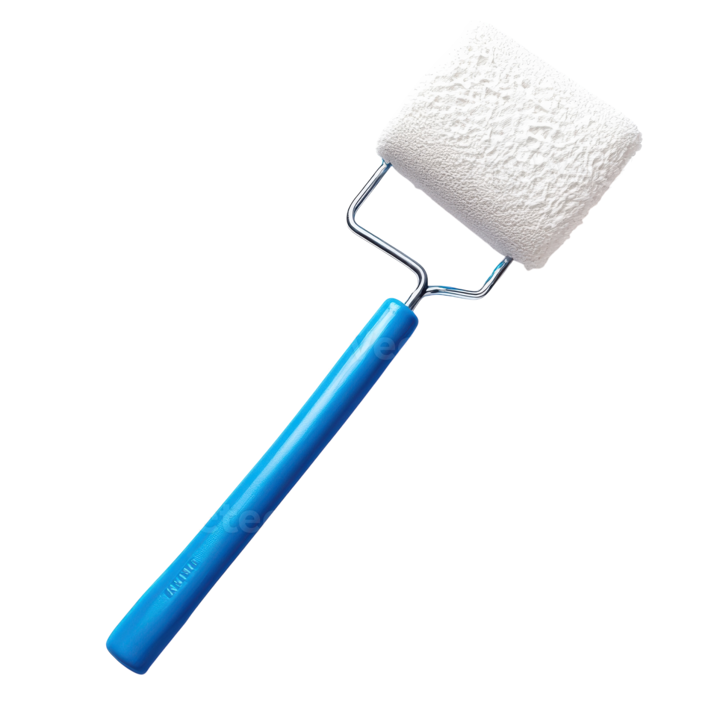 a blue paint roller on a white background
