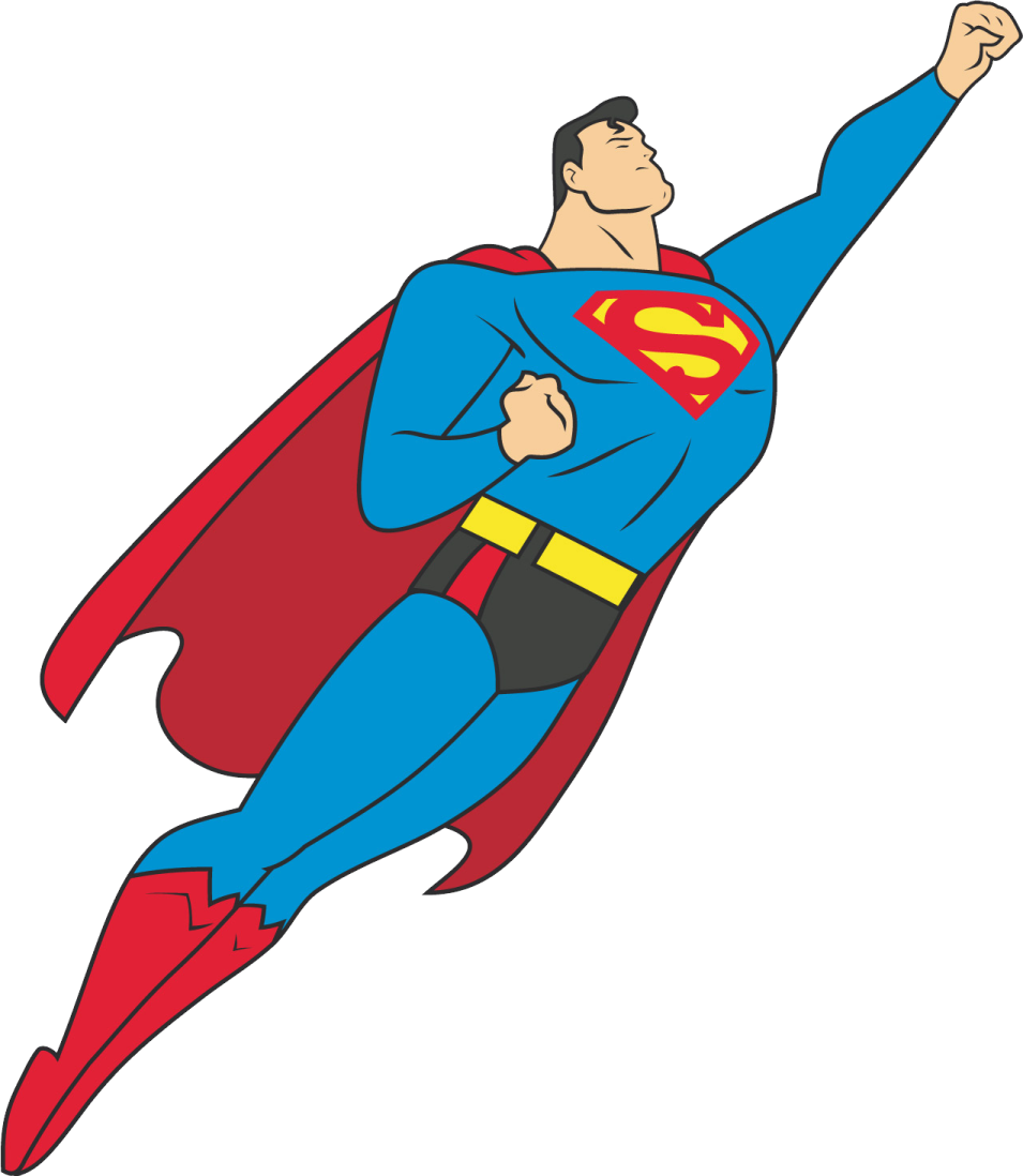 a superman flying in the air