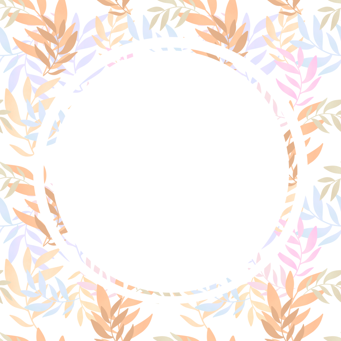 a circular frame with leaves on it