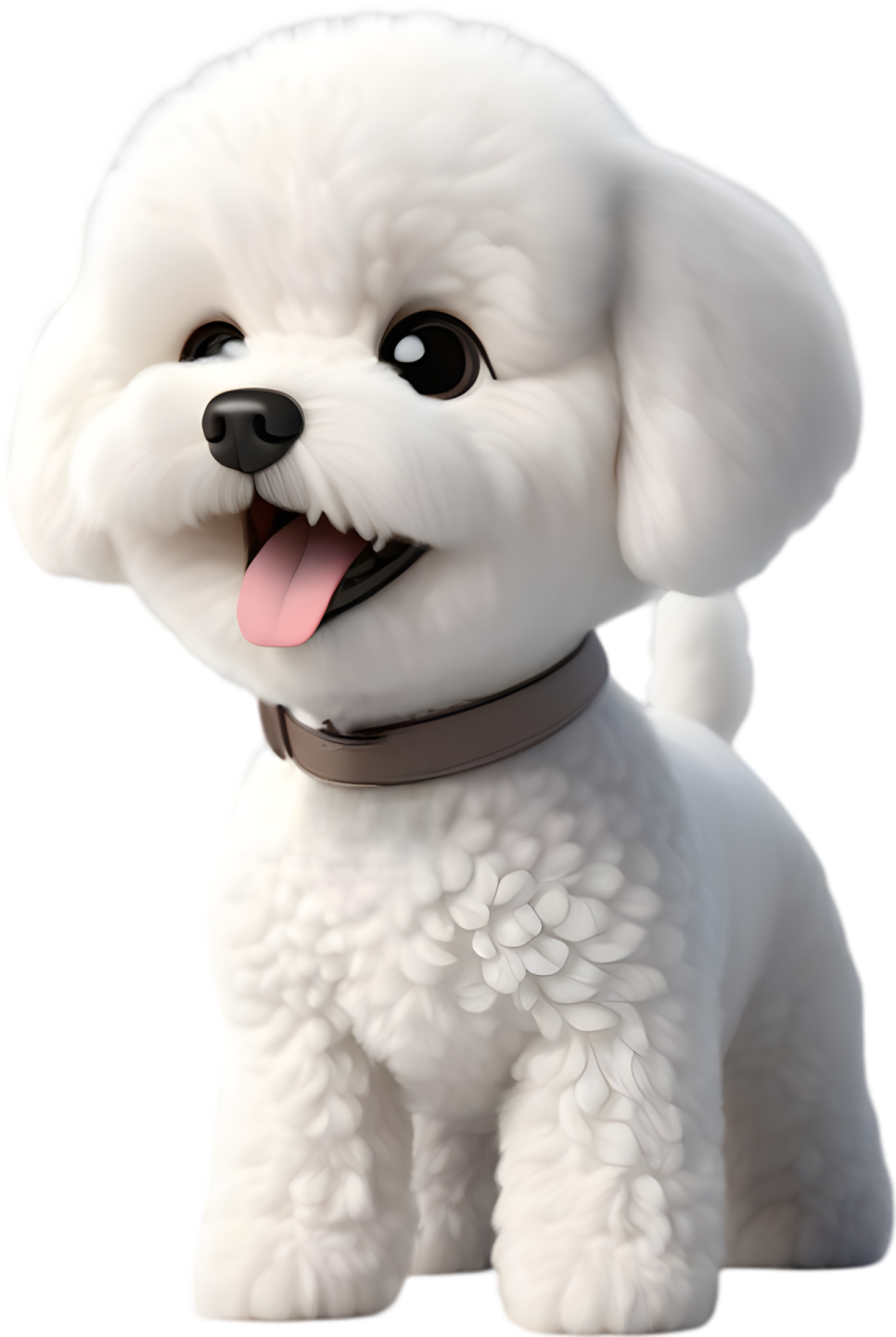 a small white dog with a black collar