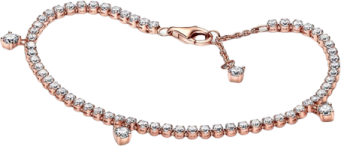 a rose gold bracelet with white diamonds