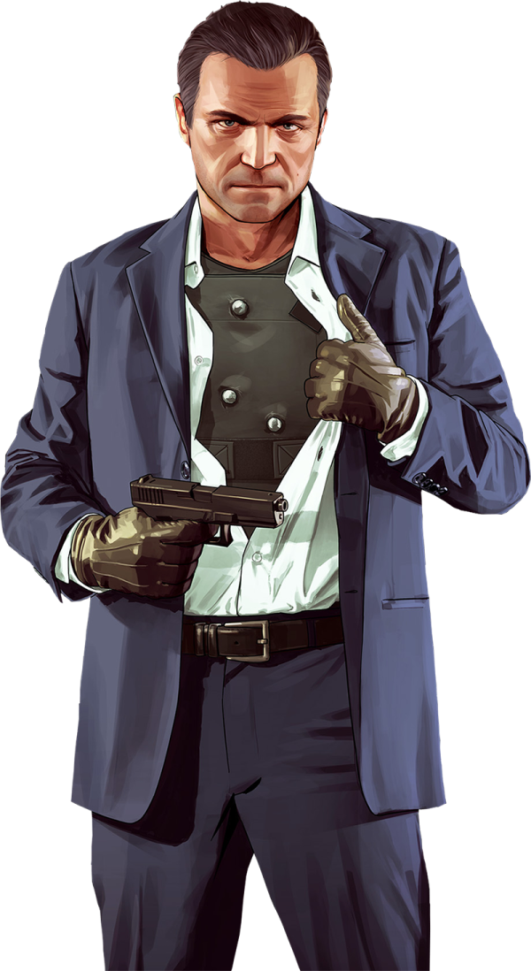 a man in a suit holding a gun
