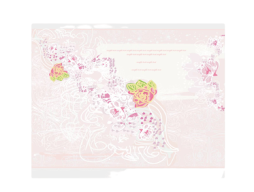 a greeting card with pink flowers and butterflies