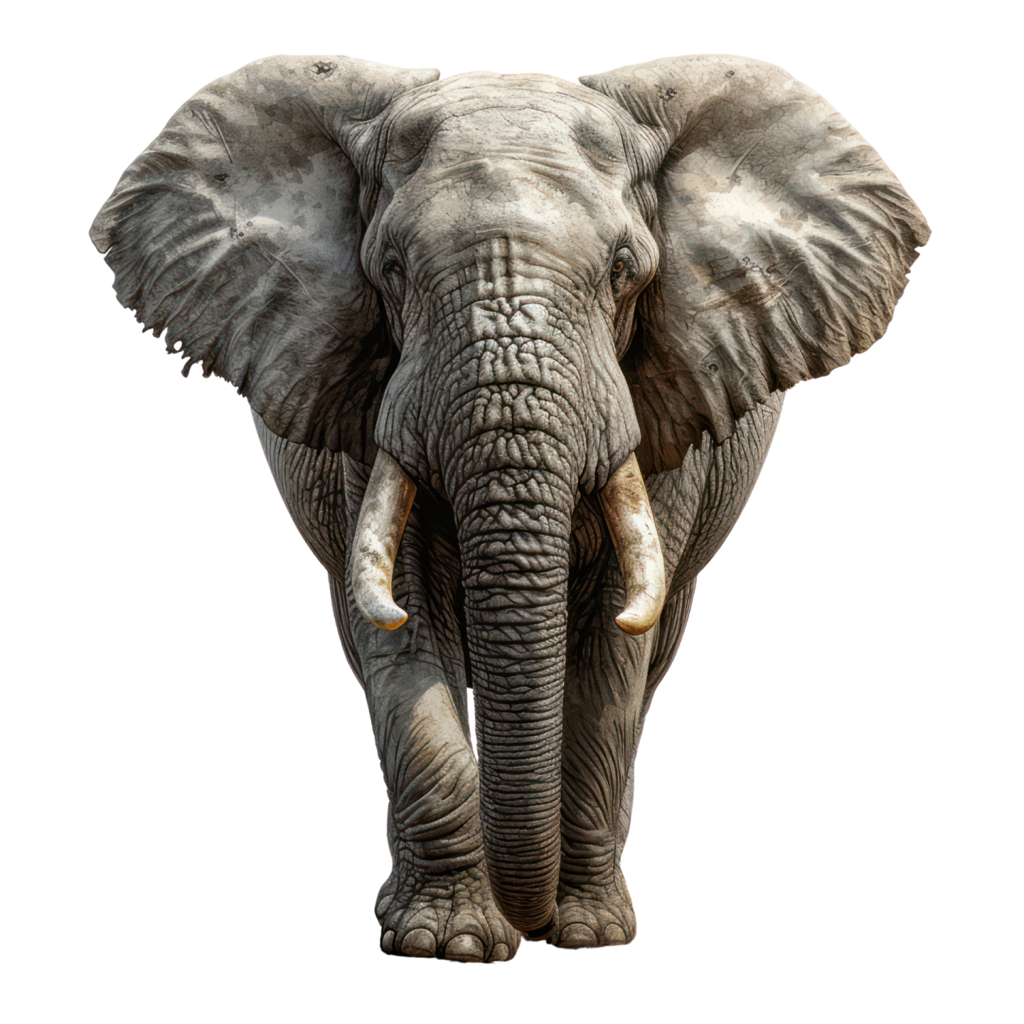 an elephant is standing in front of a white background